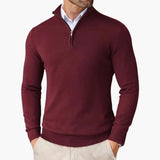 Men's Pullover with Zipped Collar and Ribbed Edges
