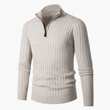 Men's Half Zip Ribbed Knit High Collar Pullover