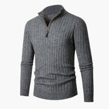 Men's Half Zip Ribbed Knit High Collar Pullover