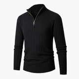 Men's Half Zip Ribbed Knit High Collar Pullover