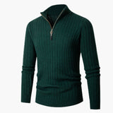 Men's Half Zip Ribbed Knit High Collar Pullover