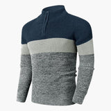 Men's Knit Zip Collar Color Block Pattern Pullover