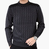 Men's Pullover Square Pattern Round Neck