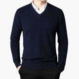 Men's V-Neck Sweater with Ribbed Finishes