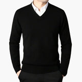 Men's V-Neck Sweater with Ribbed Finishes