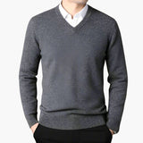 Men's V-Neck Sweater with Ribbed Finishes