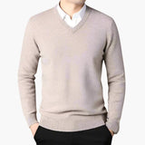 Men's V-Neck Sweater with Ribbed Finishes