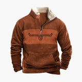 Men's Pullover with Stand-Up Collar and Half-Zip