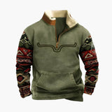 Men's Pullover with Stand-Up Collar and Half-Zip