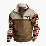 Men's Pullover with Stand-Up Collar and Half-Zip