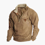Men's Pullover with Stand-Up Collar and Half-Zip