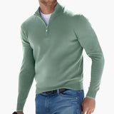 Men's Pullover with Zipped Collar and Long Sleeves