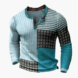 Men's Pullover with Patchwork Pattern and Long Sleeves