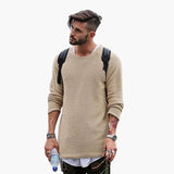 Men's Knit Pullover Round Neck Textured Surface