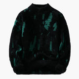Designer sweater for men with abstract print and ribbed cuffs