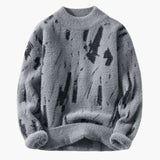 Designer sweater for men with abstract print and ribbed cuffs