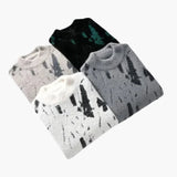 Designer sweater for men with abstract print and ribbed cuffs