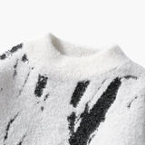 Designer sweater for men with abstract print and ribbed cuffs