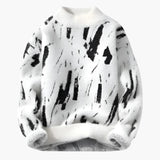 Designer sweater for men with abstract print and ribbed cuffs