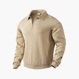 Men's half-zip pullover with shawl collar and textured knit