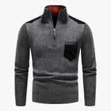 Men's half-zip pullover with chest pocket and ribbed hem