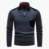 Men's half-zip pullover with chest pocket and ribbed hem