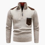 Men's half-zip pullover with chest pocket and ribbed hem