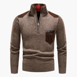 Men's half-zip pullover with chest pocket and ribbed hem