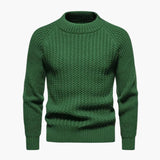 Waffle knit sweater for men with round neck