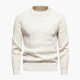 Waffle knit sweater for men with round neck