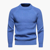 Waffle knit sweater for men with round neck