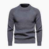 Waffle knit sweater for men with round neck