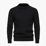 Waffle knit sweater for men with round neck