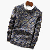 Multicolor knitted sweater for men with textured diamond pattern
