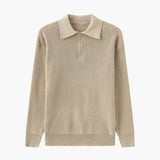 Men's mid-height collar zip-up pullover with long sleeves