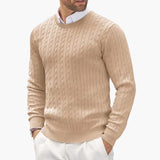 Men's round neck pullover with long sleeves in fine knit