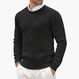 Men's round neck pullover with long sleeves in fine knit