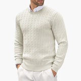 Men's round neck pullover with long sleeves in fine knit