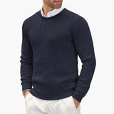 Men's round neck pullover with long sleeves in fine knit