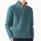 Men's pullover with zip collar and ribbed hem