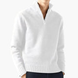 Men's pullover with zip collar and ribbed hem