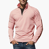Men's half-zip pullover with textured sleeves