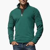 Men's half-zip pullover with textured sleeves
