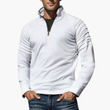 Men's half-zip pullover with textured sleeves