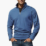 Men's half-zip pullover with textured sleeves