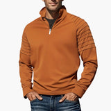 Men's half-zip pullover with textured sleeves