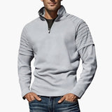 Men's half-zip pullover with textured sleeves