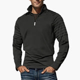 Men's half-zip pullover with textured sleeves