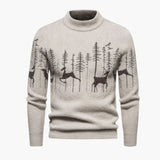 Men's high-neck patterned knit sweater