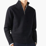 Men's knitted zip-up turtleneck sweater